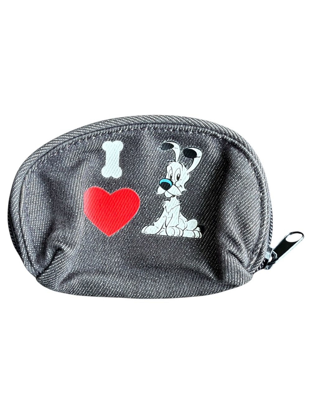 2009 Parc Asterix Dogmatix Idefix Denim Zip Coin Purse Pouch